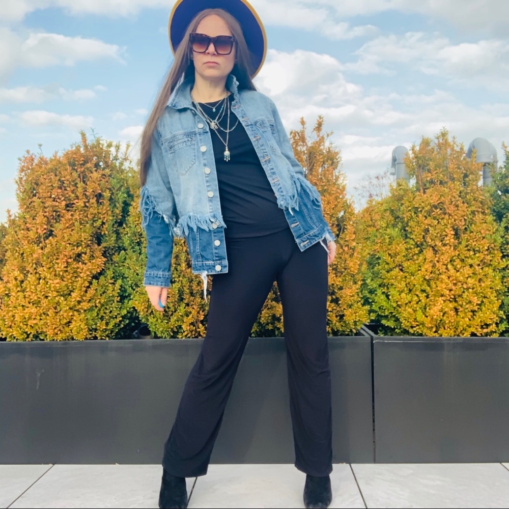 Blank NYC Fringed Distressed Two Denim Jacket One - Picture 8 of 16